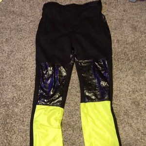 Cool neon green with black pants
